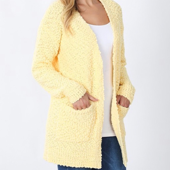 yellow popcorn sweater